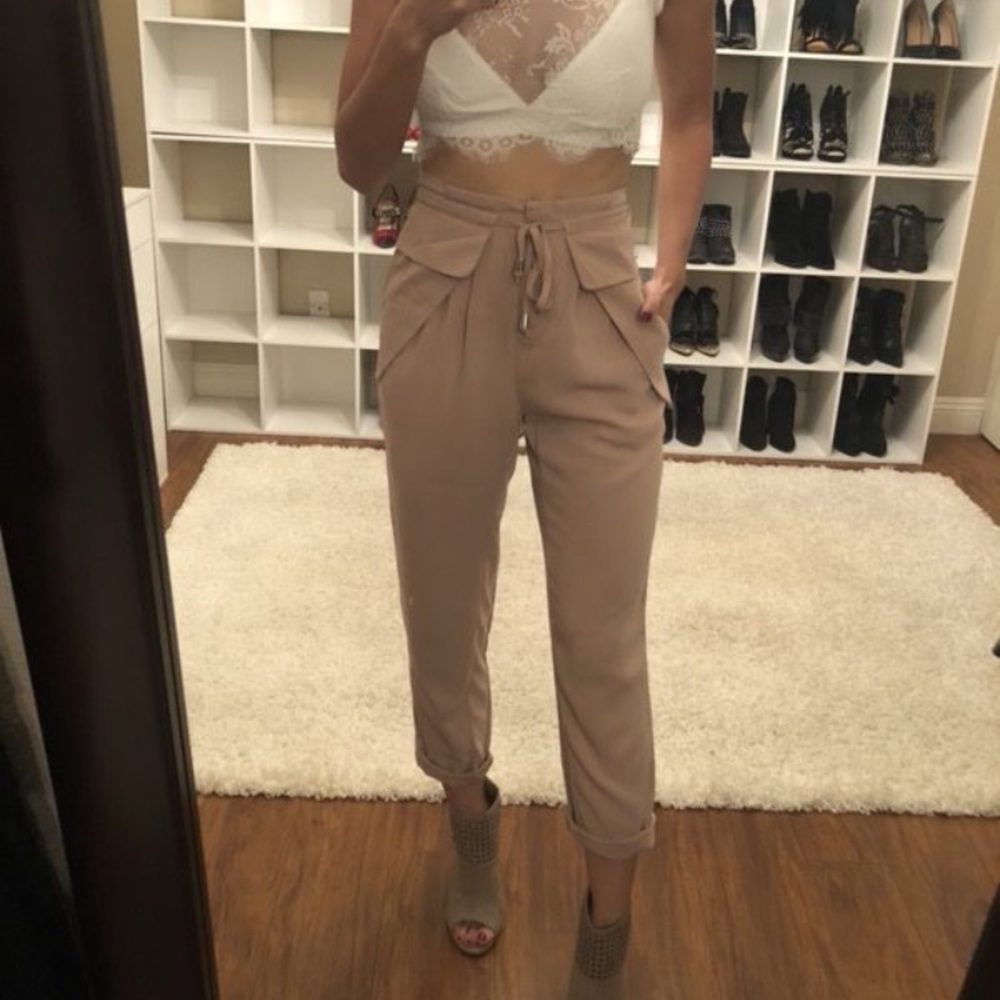 Pink pastel trouser pants